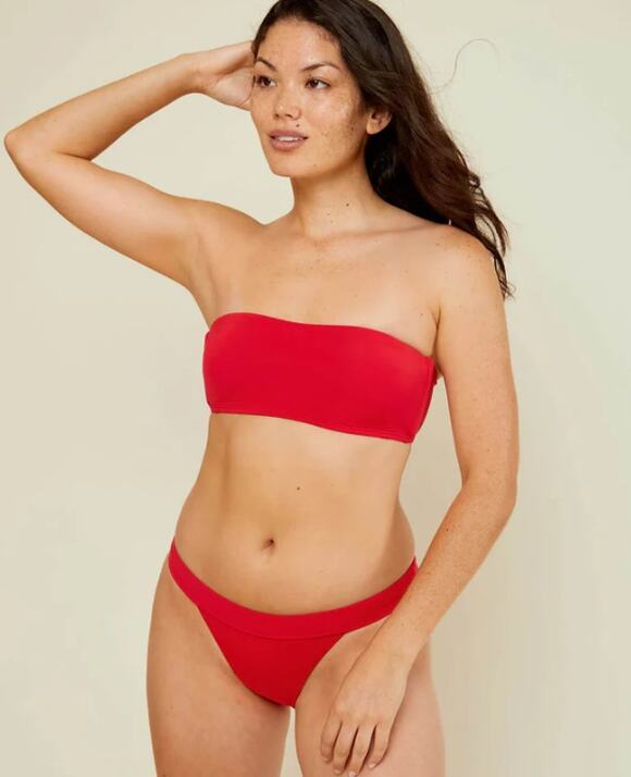 Andie Other - ANDIE SWIM Women's The Banded Cheeky Bikini Bottom XXL Flat Cherry Red NWT